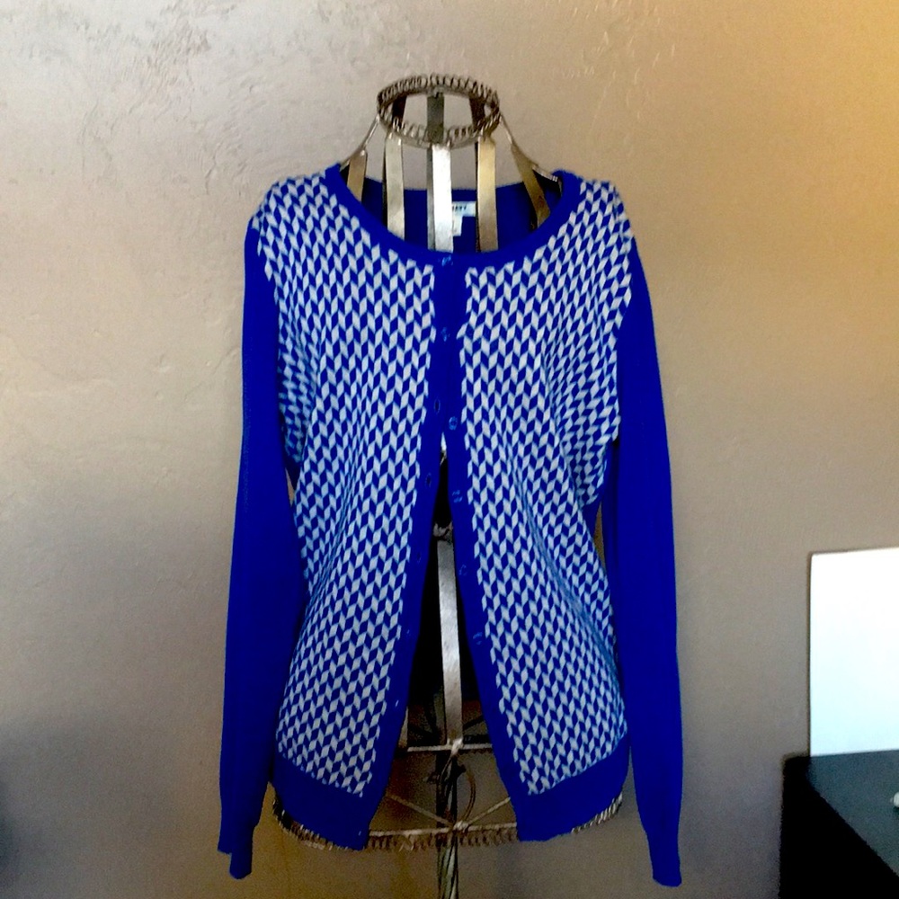 Old Navy Blue & White Chevron-Pattern Sweater - Size Medium